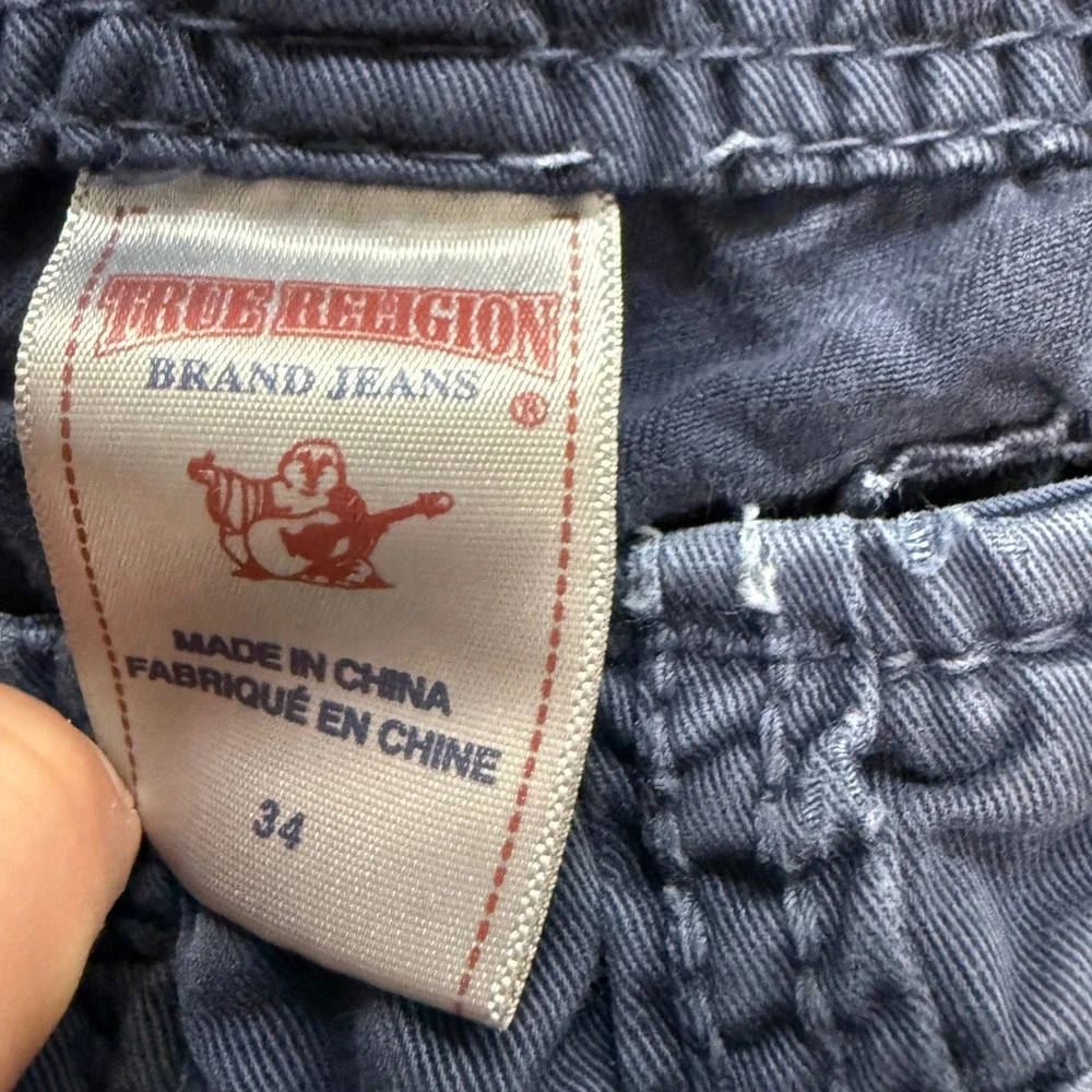 Vintage True Religion Cargo Shorts Mens Blue Good Multi Pocket Utility Size 34